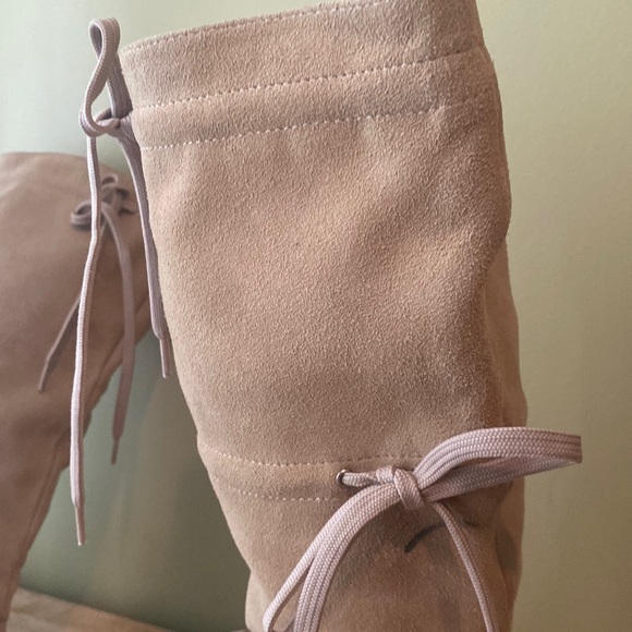 Nine West PARKWAY Suede Slouchy Knee high Driving Heel Boots Laceup Detail - Picture 7 of 13